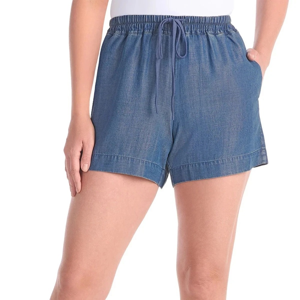 Hilary Radley Women's Pull-On with Side Seam Pockets Shorts, Dark Blue, Size: L
